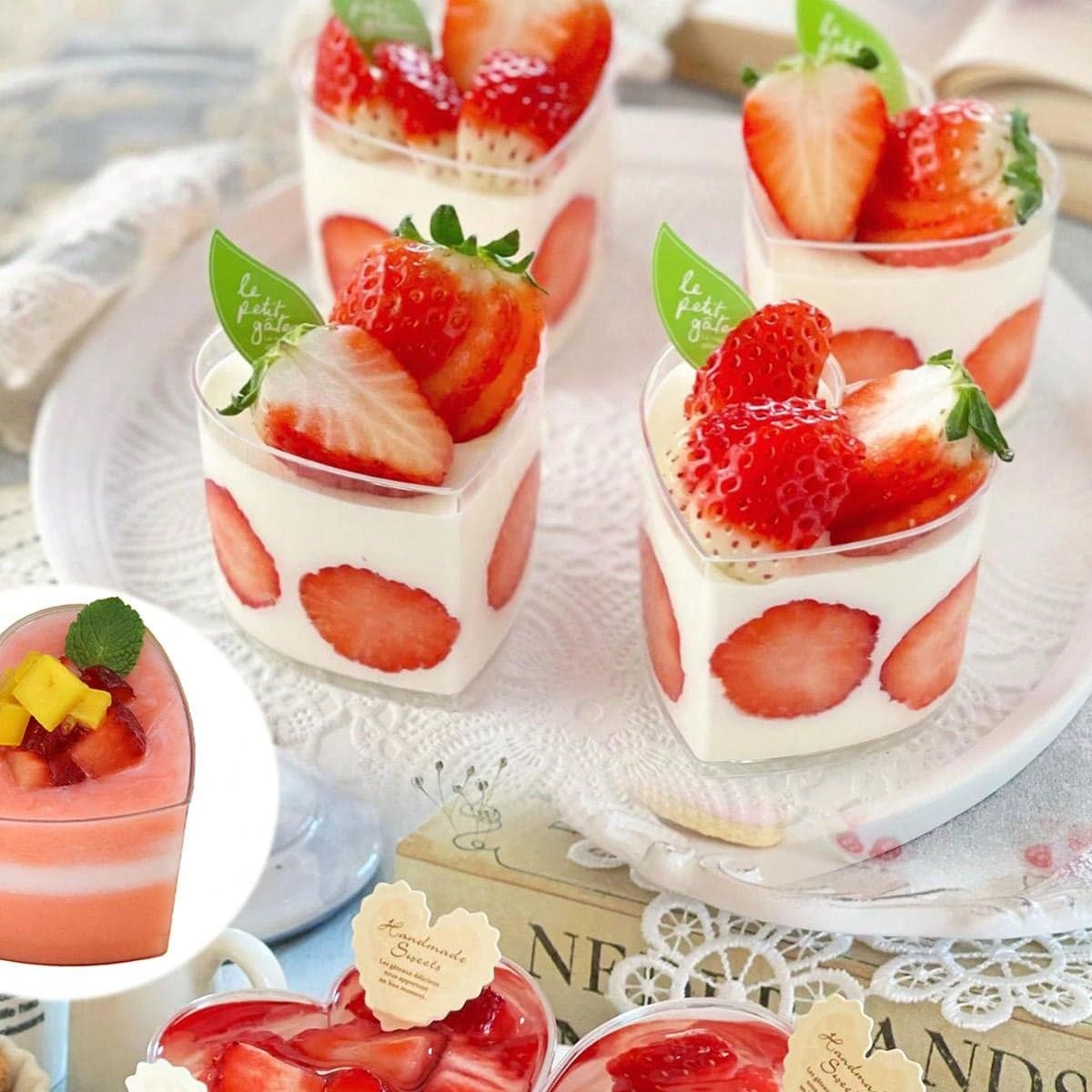 20 pièces Coupes de gâteaux à la mousse en forme de cœur, Mini coupes de dégustation de tiramisu et de pudding, gobelets de champagne