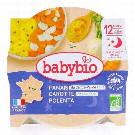 BABYBIO Repas du Soir - Petit plat Douceur de Panais carotte des landes, polenta 230g dès 12 mois